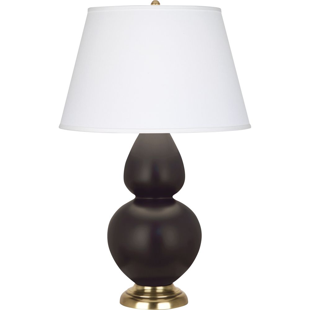 Robert Abbey MCF55 Matte Coffee Double Gourd Table Lamp with Matte Coffee Glazed Ceramic With Antique Brass Finished Accents