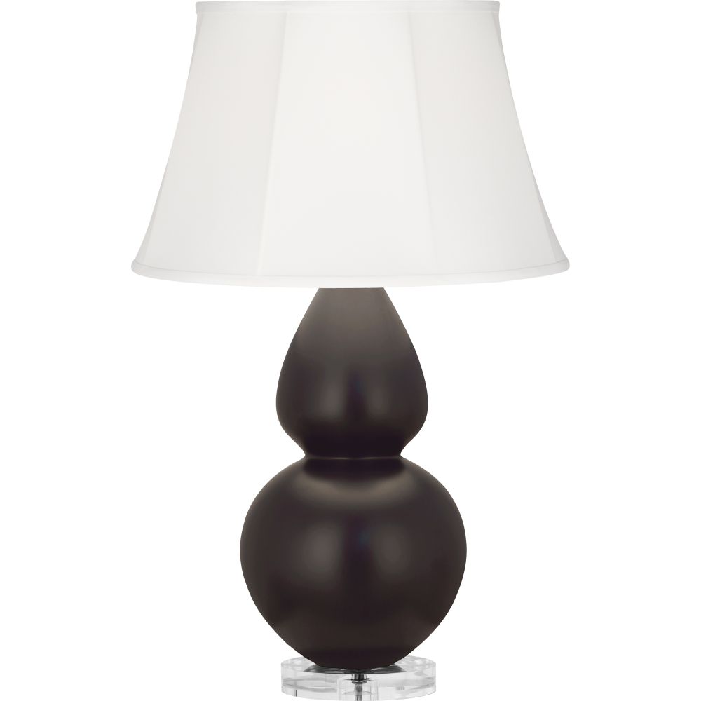 Robert Abbey MCF61 Matte Coffee Double Gourd Table Lamp with Matte Coffee Glazed Ceramic With Lucite Base