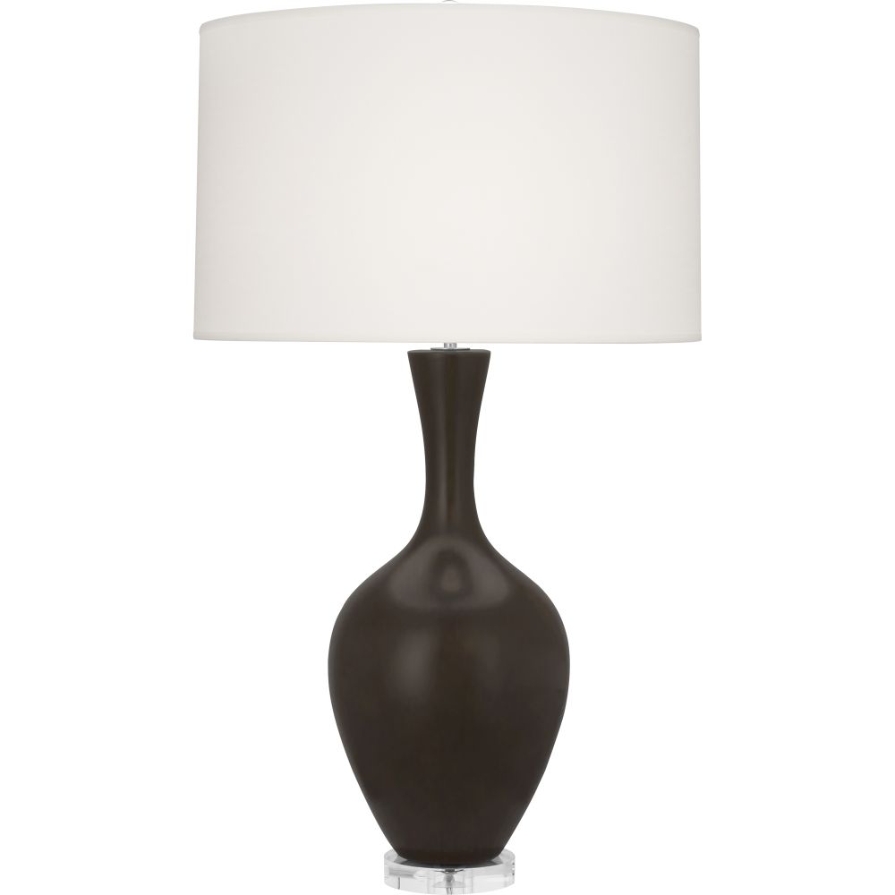 Robert Abbey MCF80 Matte Coffee Audrey Table Lamp with Matte Coffee Glazed Ceramic With Lucite Base