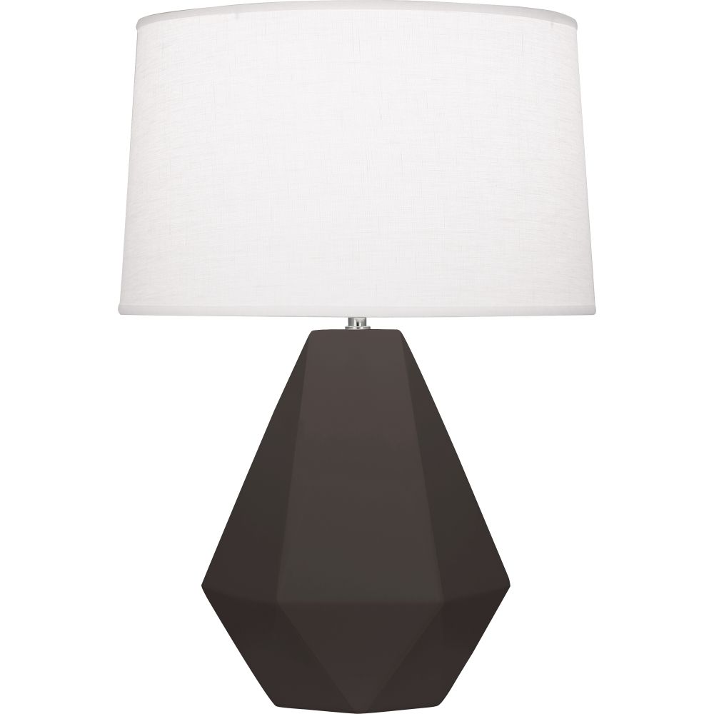 Robert Abbey MCF97 Matte Coffee Delta Table Lamp with Matte Coffee Glazed Ceramic With Polished Nickel Accents