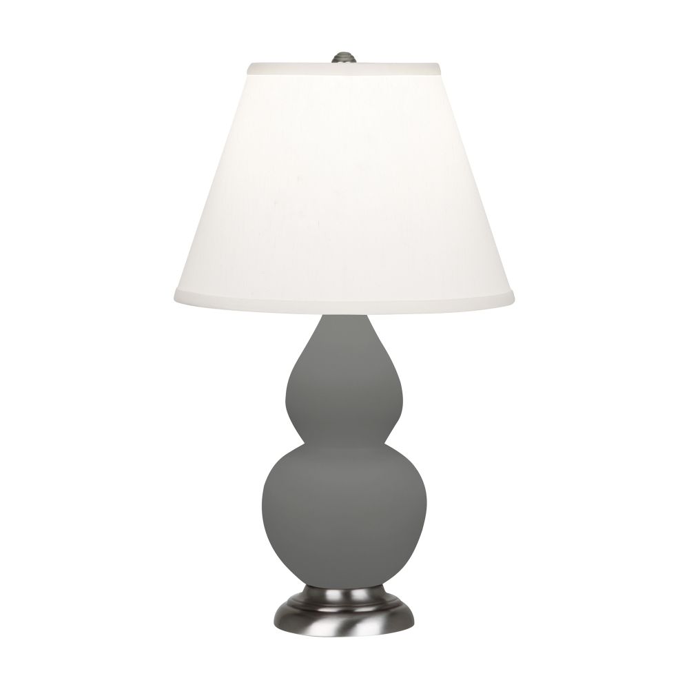 Robert Abbey MCR52 Matte Ash Small Double Gourd Accent Lamp with Matte Ash Glazed Ceramic With Antique Silver Finished Accents
