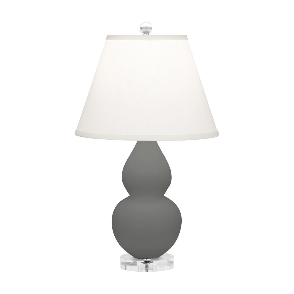 Robert Abbey MCR53 Matte Ash Small Double Gourd Accent Lamp with Matte Ash Glazed Ceramic With Lucite Base