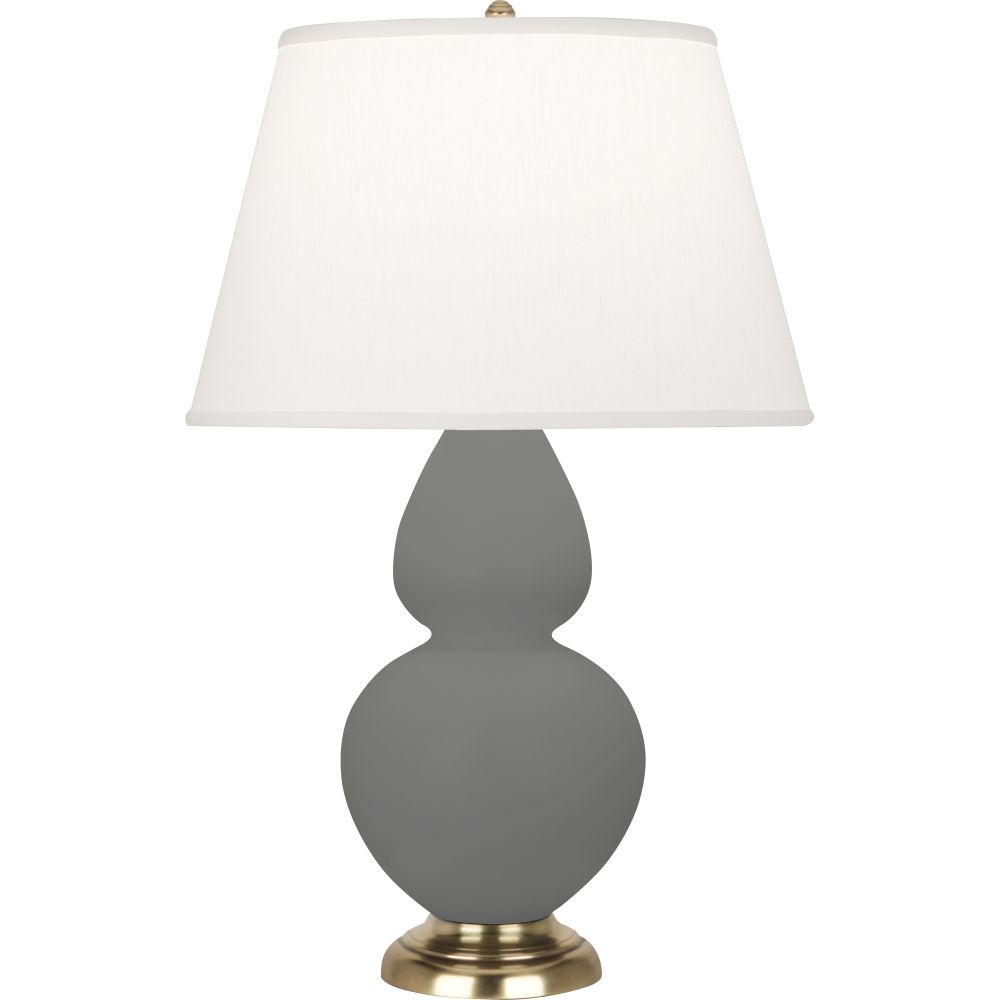 Robert Abbey MCR55 Matte Ash Double Gourd Table Lamp with Matte Ash Glazed Ceramic With Antique Brass Finished Accents