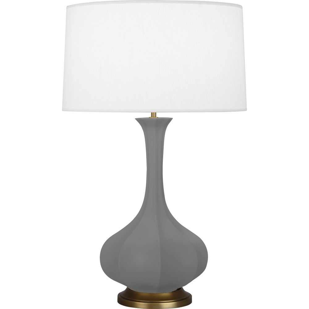 Robert Abbey MCR94 Matte Ash Pike Table Lamp with Matte Ash Glazed Ceramic With Aged Brass Accents