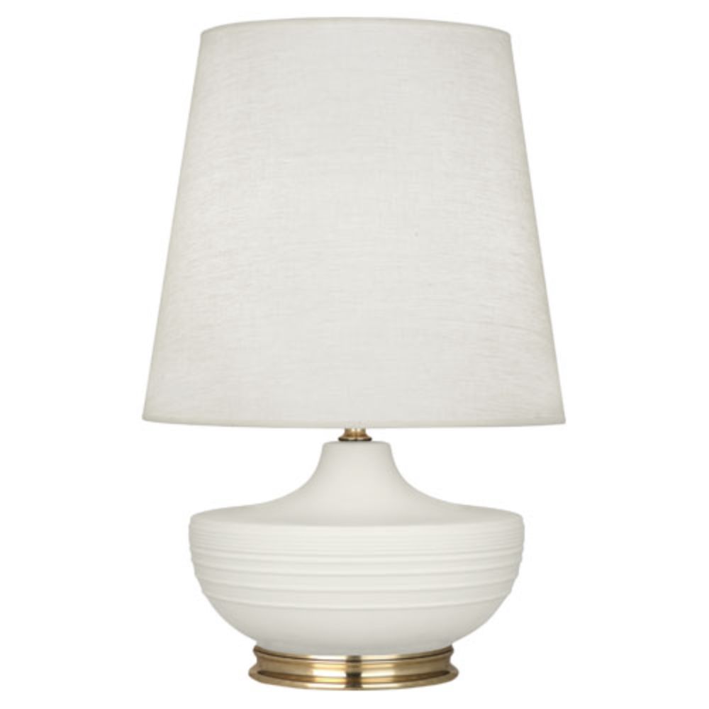 Robert Abbey MLY24 Matte Lily Michael Berman Nolan Table Lamp with Matte Lily Glazed Ceramic With Modern Brass Accents