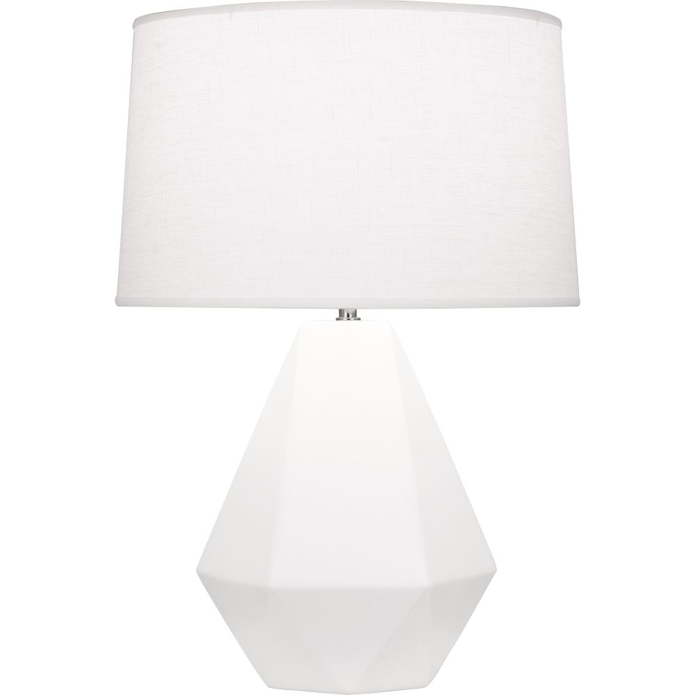 Robert Abbey MLY97 Matte Lily Delta Table Lamp with Matte Lily Glazed Ceramic With Polished Nickel Accents