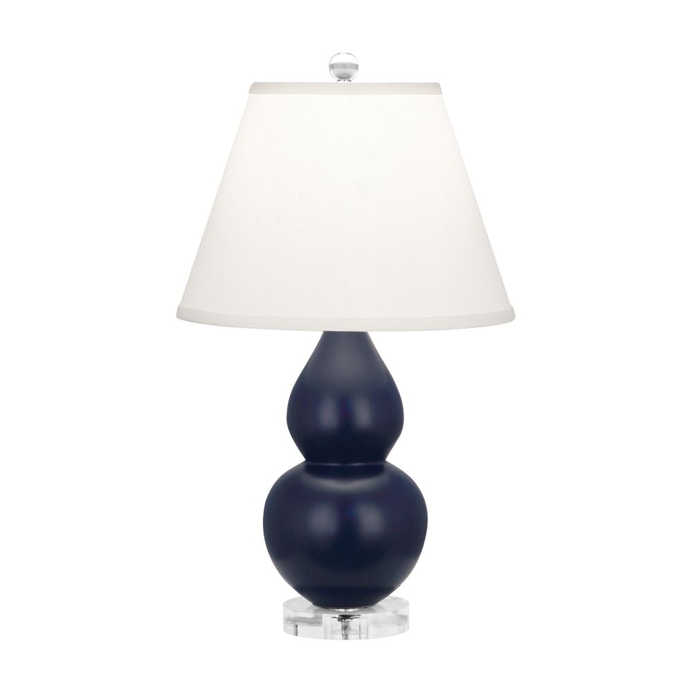 Robert Abbey MMB53 Matte Midnight Blue Small Double Gourd Accent Lamp with Matte Midnight Blue Glazed Ceramic With Lucite Base