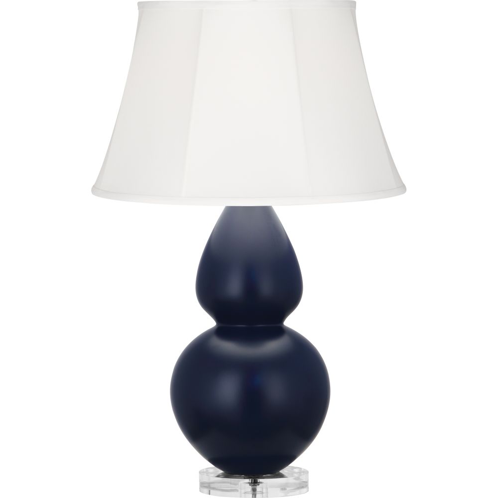 Robert Abbey MMB61 Matte Midnight Blue Double Gourd Table Lamp with Matte Midnight Blue Glazed Ceramic With Lucite Base