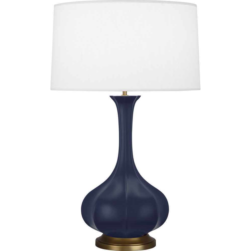 Robert Abbey MMB94 Matte Midnight Blue Pike Table Lamp with Matte Midnight Blue Glazed Ceramic With Aged Brass Accents