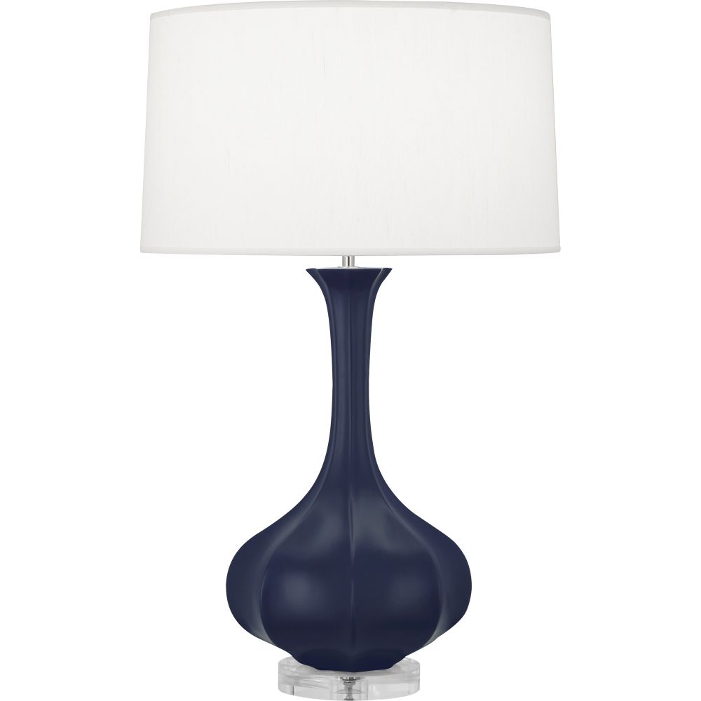 Robert Abbey MMB96 Matte Midnight Blue Pike Table Lamp with Matte Midnight Blue Glazed Ceramic Lucite Base
