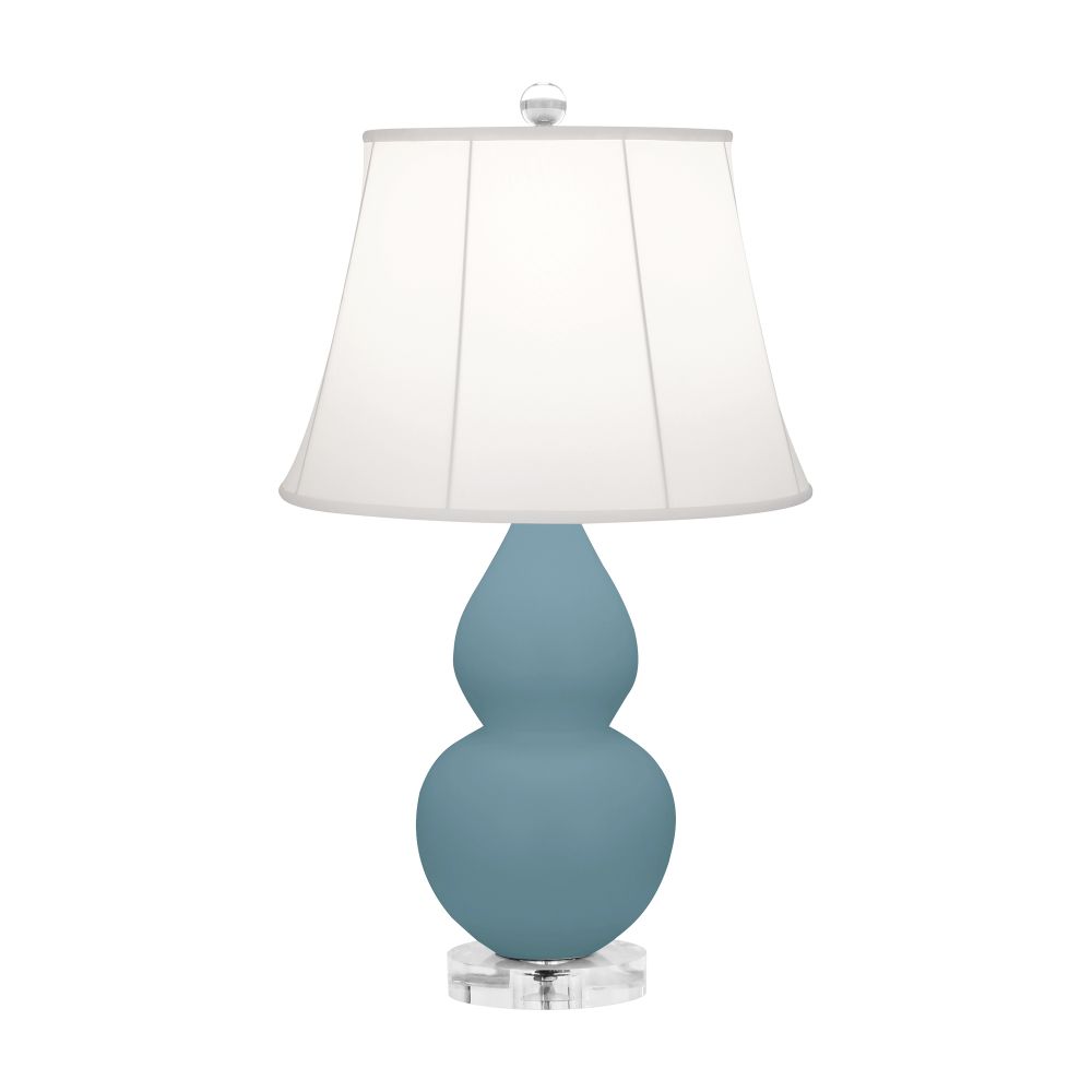 Robert Abbey MOB13 Matte Steel Blue Small Double Gourd Accent Lamp with Matte Steel Blue Glazed Ceramic With Lucite Base
