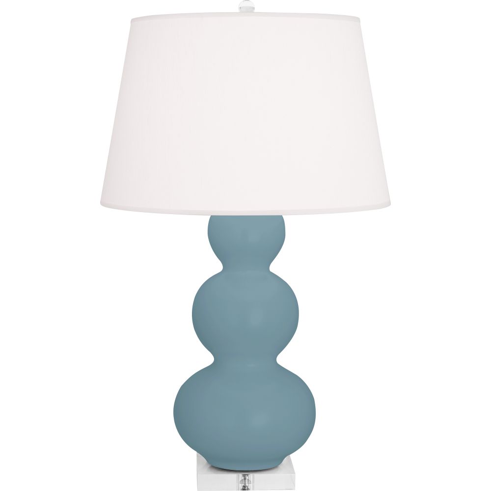 Robert Abbey MOB43 Matte Steel Blue Triple Gourd Table Lamp with Matte Steel Blue Glazed Ceramic With Lucite Base