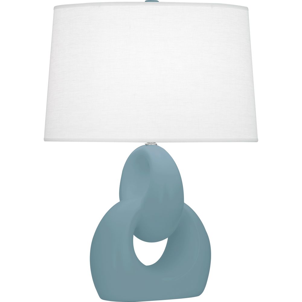 Robert Abbey MOB81 Matte Steel Blue Fusion Table Lamp with Matte Steel Blue Glazed Ceramic With Polished Nickel Accents