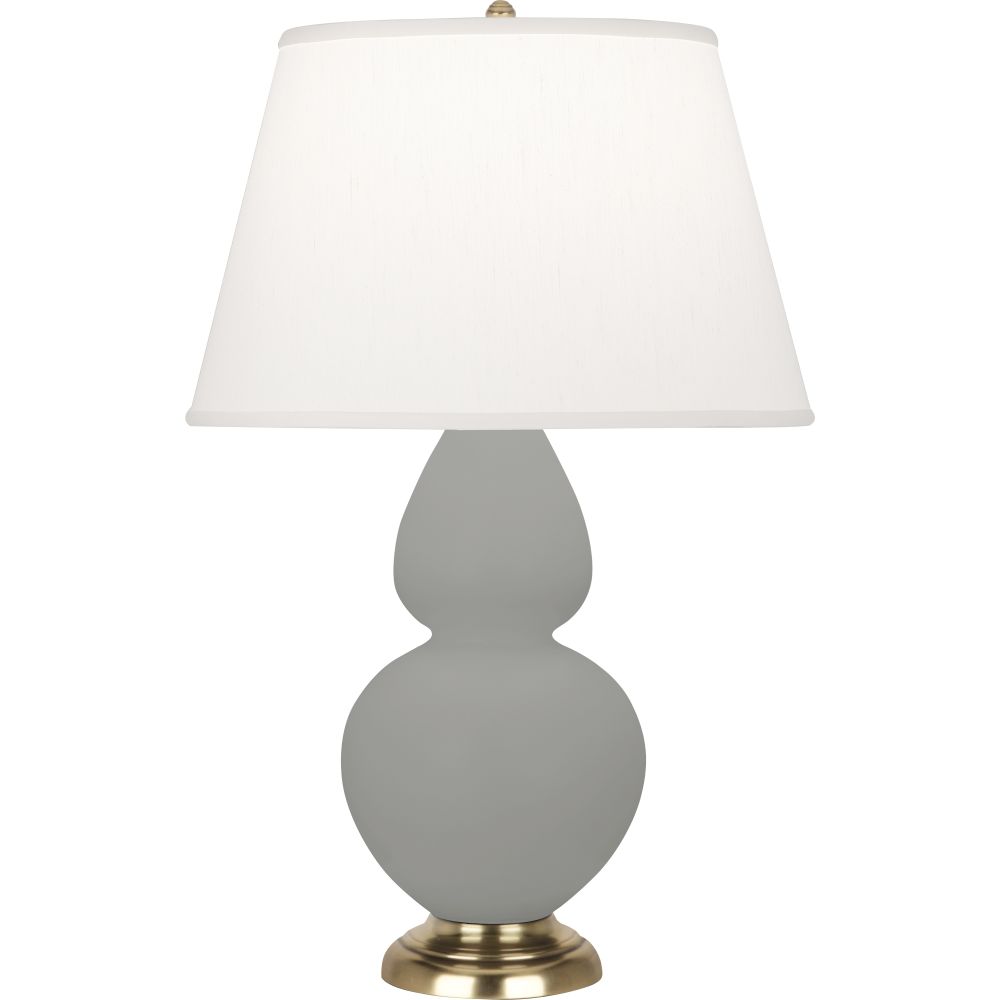 Robert Abbey MST55 Matte Smoky Taupe Double Gourd Table Lamp with Matte Smoky Taupe Glazed Ceramic With Antique Natural Brass Finished Accents