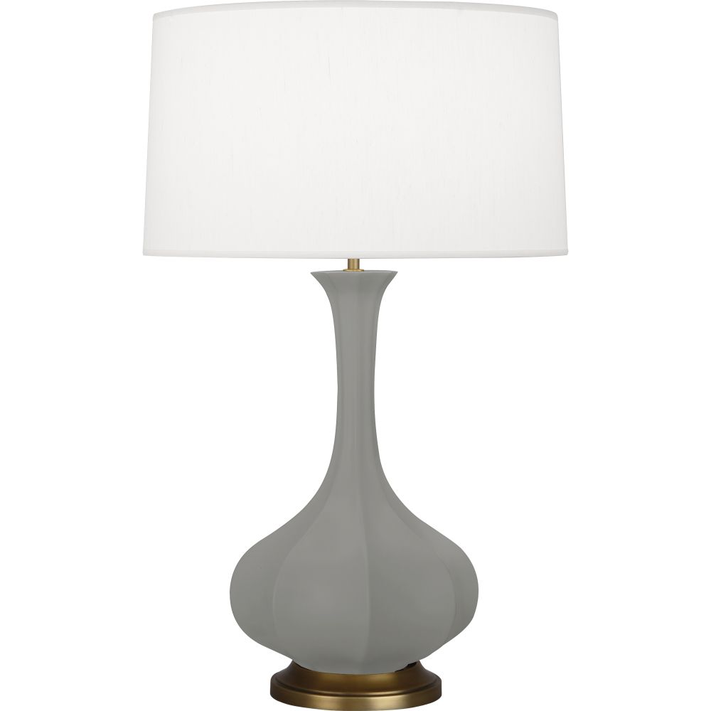 Robert Abbey MST94 Matte Smoky Taupe Pike Table Lamp with Matte Smoky Taupe Glazed Ceramic With Aged Brass Accents