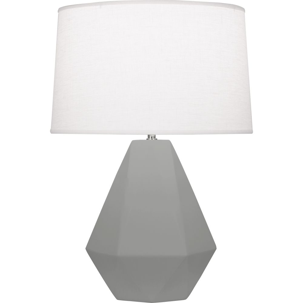 Robert Abbey MST97 Matte Smoky Taupe Delta Table Lamp with Matte Smoky Taupe Glazed Ceramic With Polished Nickel Accents