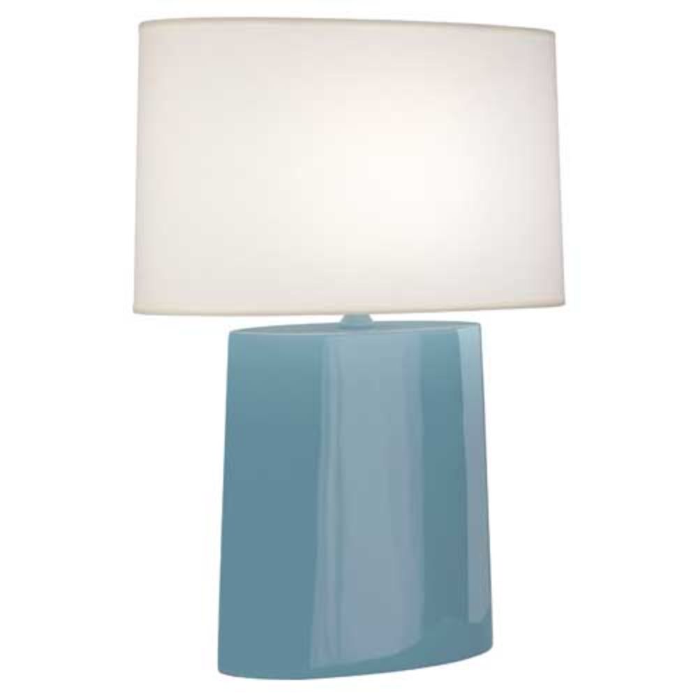 Robert Abbey OB03 Steel Blue Victor Table Lamp with Steel Blue Glazed Ceramic