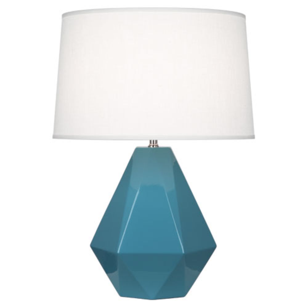 Robert Abbey OB930 Steel Blue Delta Table Lamp with Steel Blue Glazed Ceramic