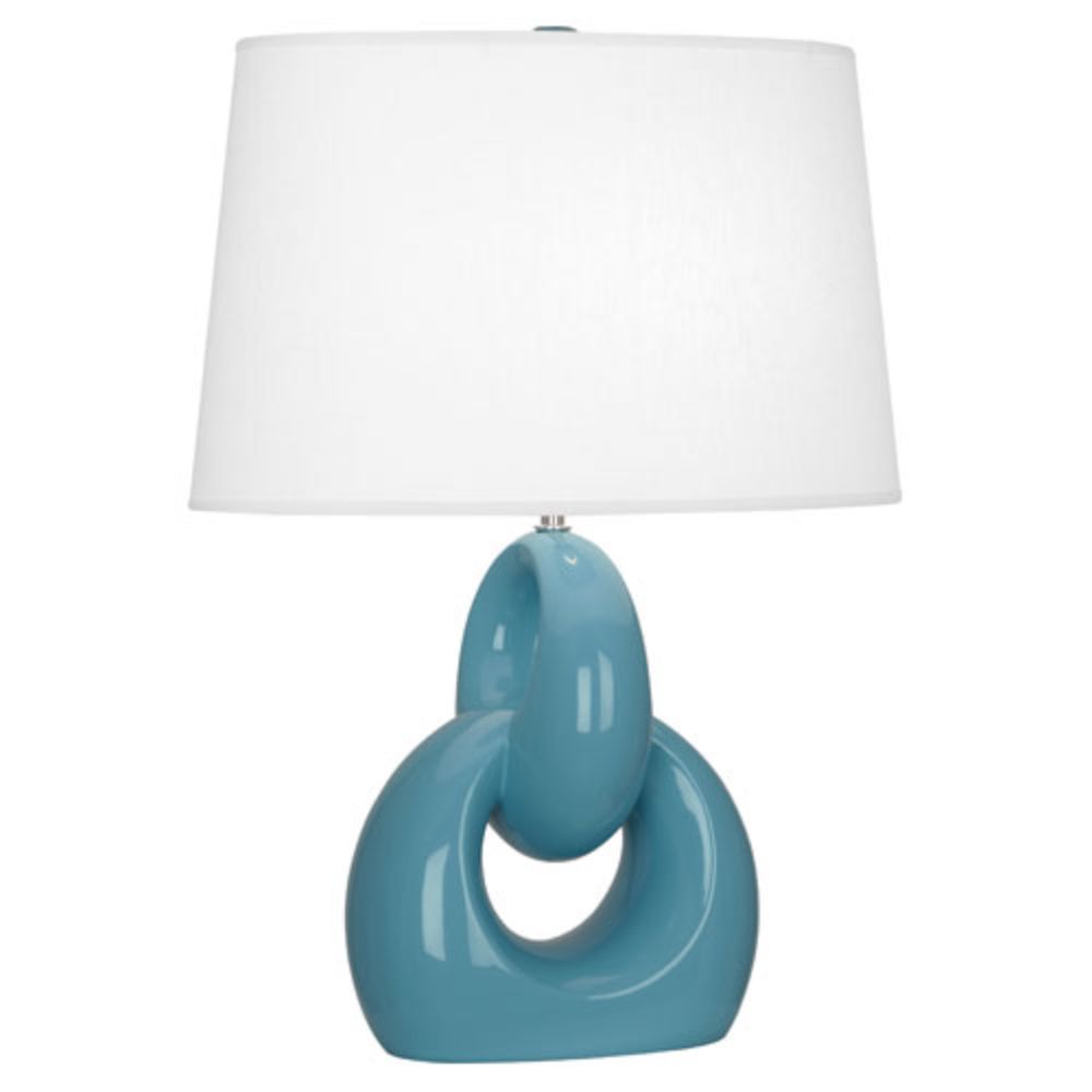 Robert Abbey OB981 Steel Blue Fusion Table Lamp with Steel Blue Glazed Ceramic With Polished Nickel Accents