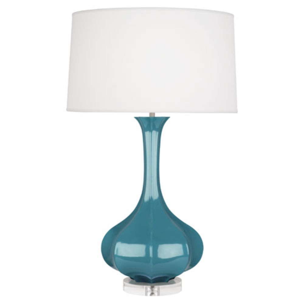 Robert Abbey OB996 Steel Blue Pike Table Lamp with Steel Blue Glazed Ceramic With Lucite Base