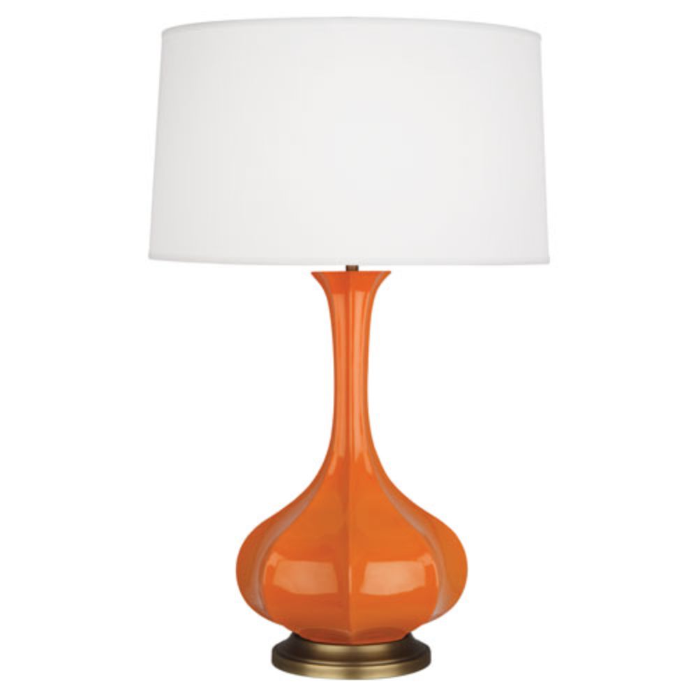 Robert Abbey PM994 Pumpkin Pike Table Lamp with Pumpkin Glazed Ceramic With Aged Brass Accents