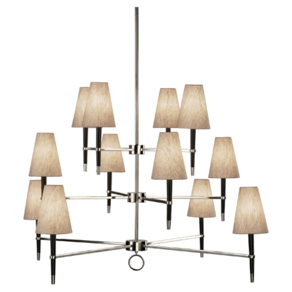 Robert Abbey PN674 Jonathan Adler Ventana Chandelier with Ebony Finished Wood With Polished Nickel Finished Accents