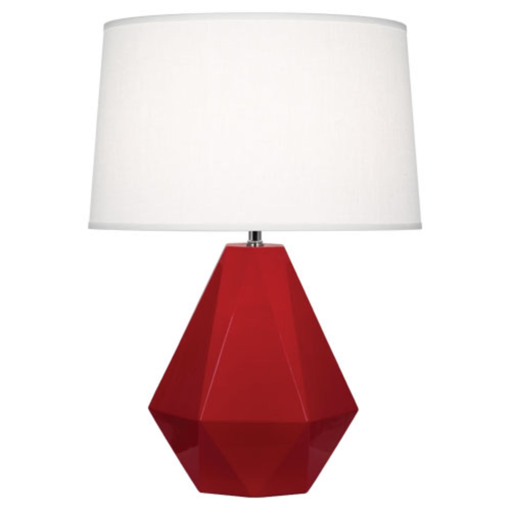 Robert Abbey RR930 Ruby Red Delta Table Lamp with Ruby Red Glazed Ceramic