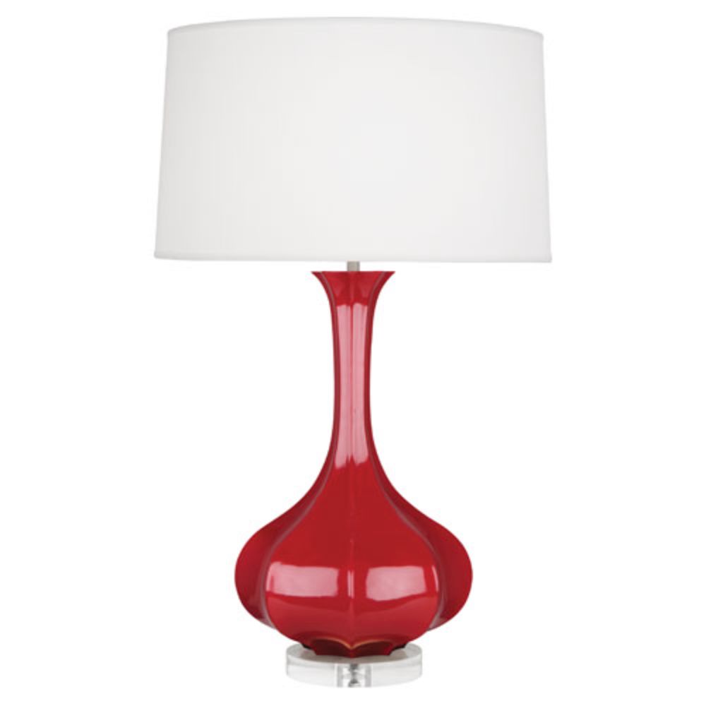 Robert Abbey RR996 Ruby Red Pike Table Lamp with Ruby Red Glazed Ceramic With Lucite Base