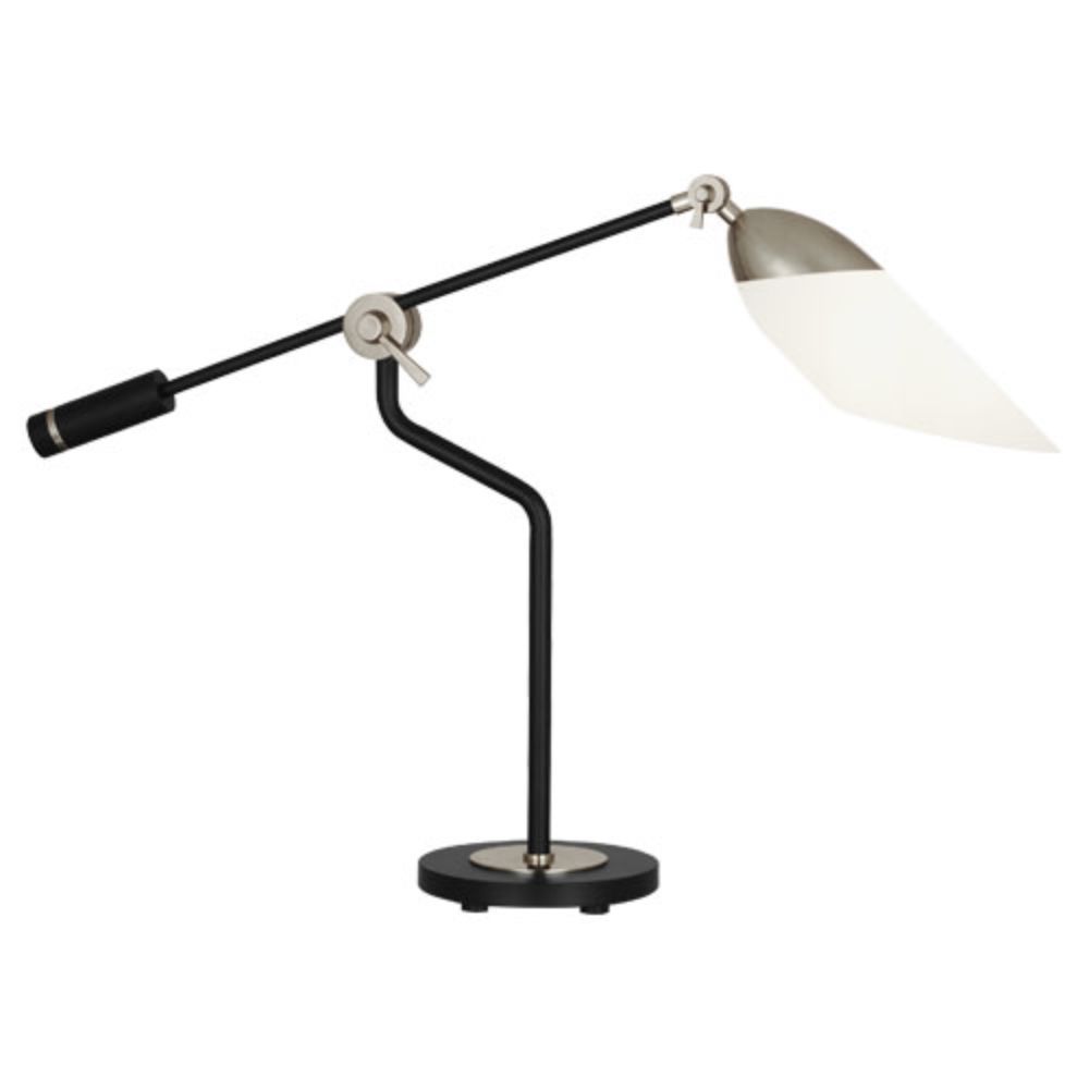 Robert Abbey S1210 Ferdinand Table Lamp with Matte Black Painted Finish W/ Polished Nickel Accents