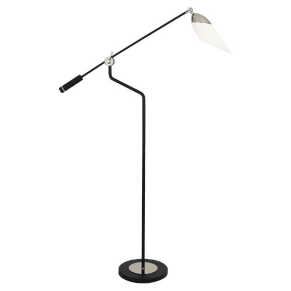 Robert Abbey S1211 Ferdinand Floor Lamp with Matte Black Painted Finish W/ Polished Nickel Accents