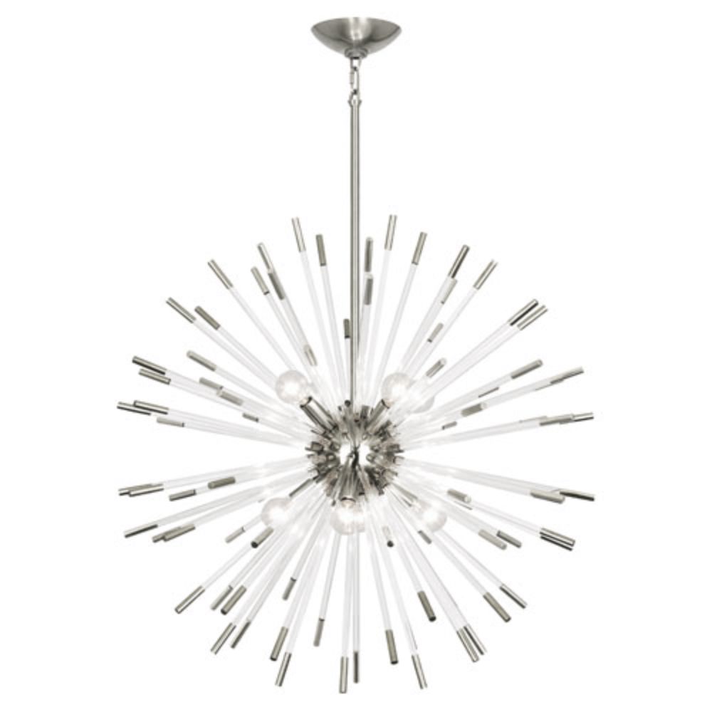 Robert Abbey S166 Andromeda Chandelier with Polished Nickel With Clear Acrylic Rods