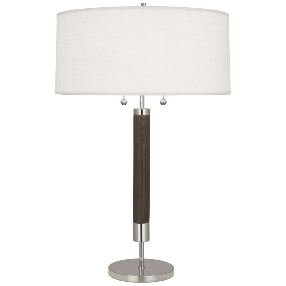 Robert Abbey S205 Dexter Table Lamp with Polished Nickel Finish With Dark Walnut Finished Wood Column