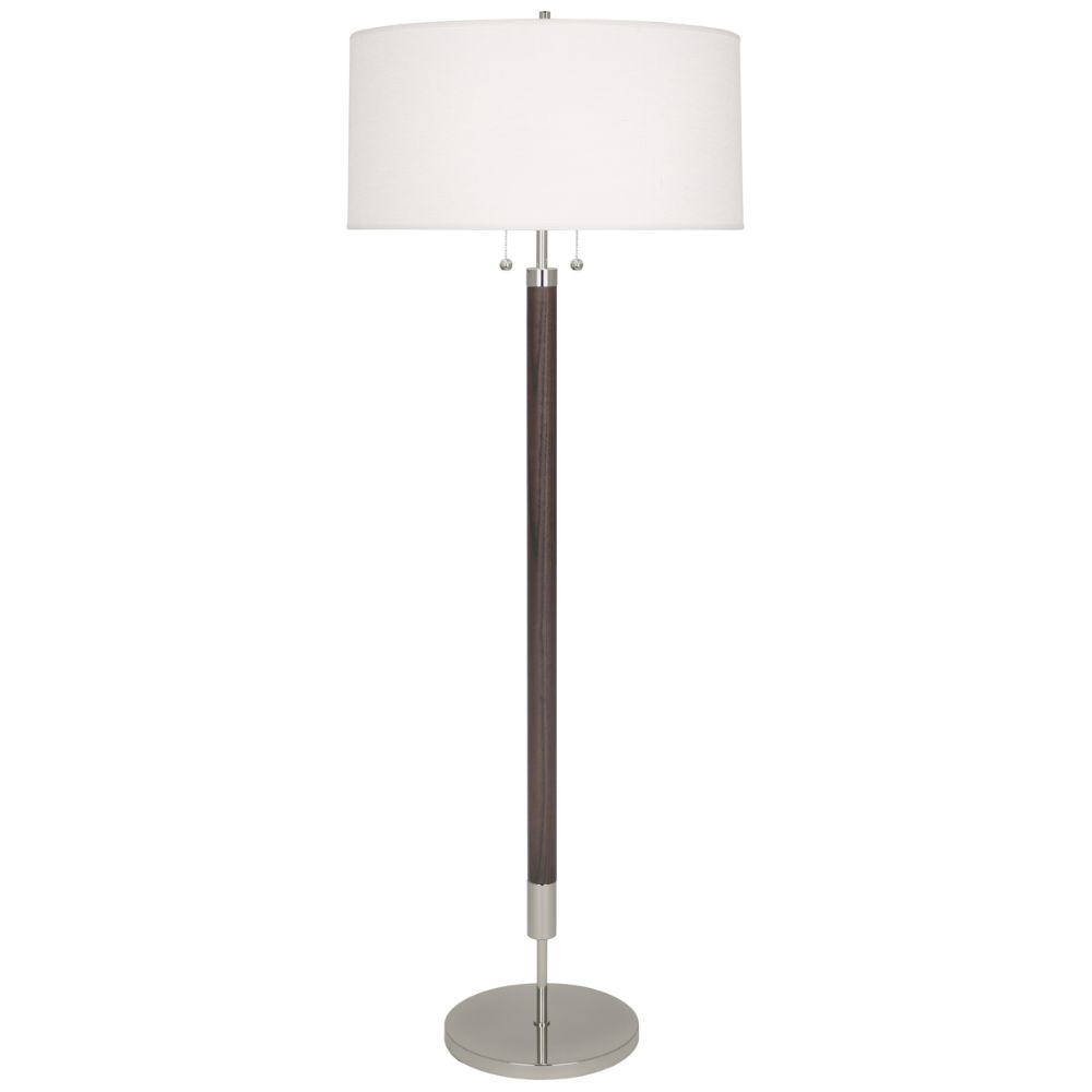 Robert Abbey S206 Dexter Floor Lamp with Polished Nickel Finish With Dark Walnut Finished Wood Column