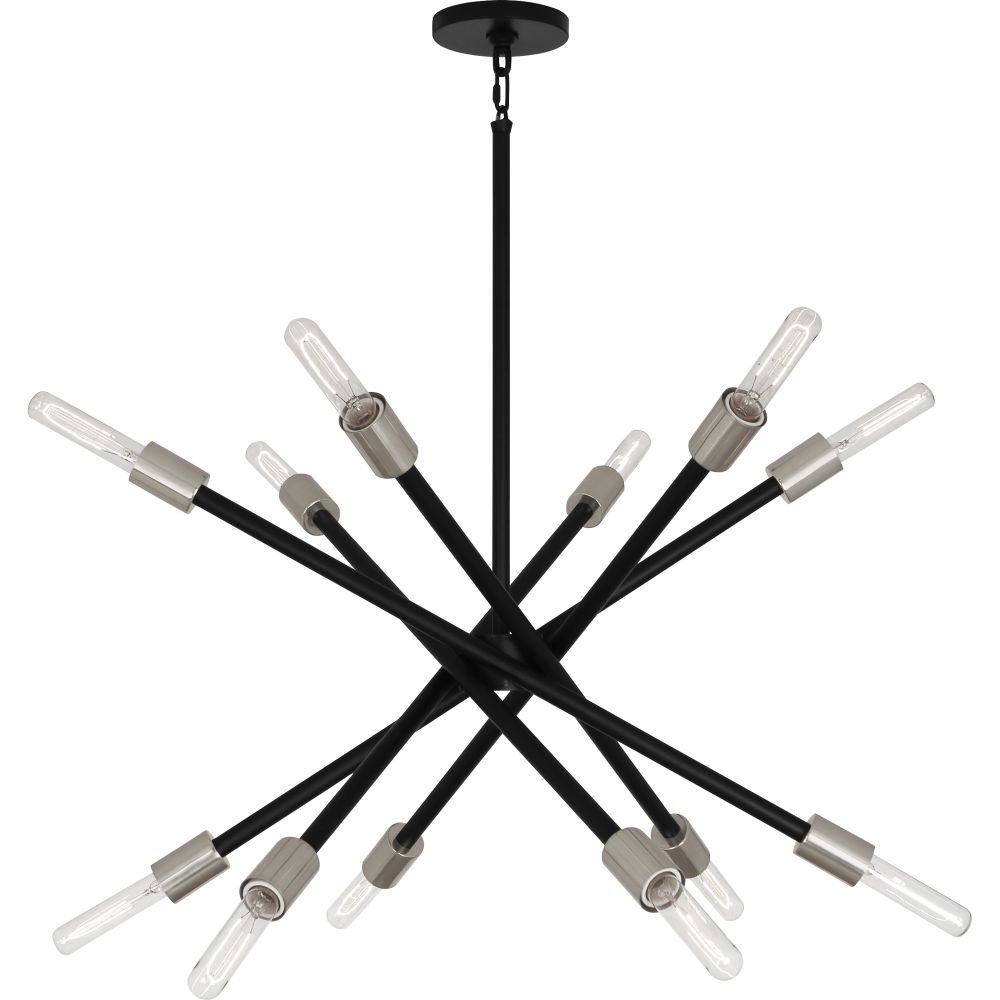 Robert Abbey S219 Thatcher Chandelier with Polished Nickel Finish With Matte Black Accents