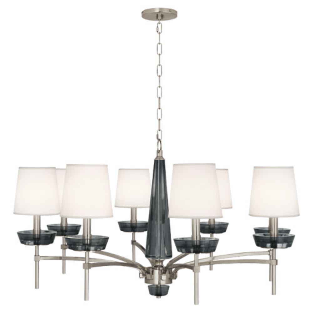 Robert Abbey S625 Cristallo Chandelier with Polished Nickel Finish W/ Smoke Gray Crystal