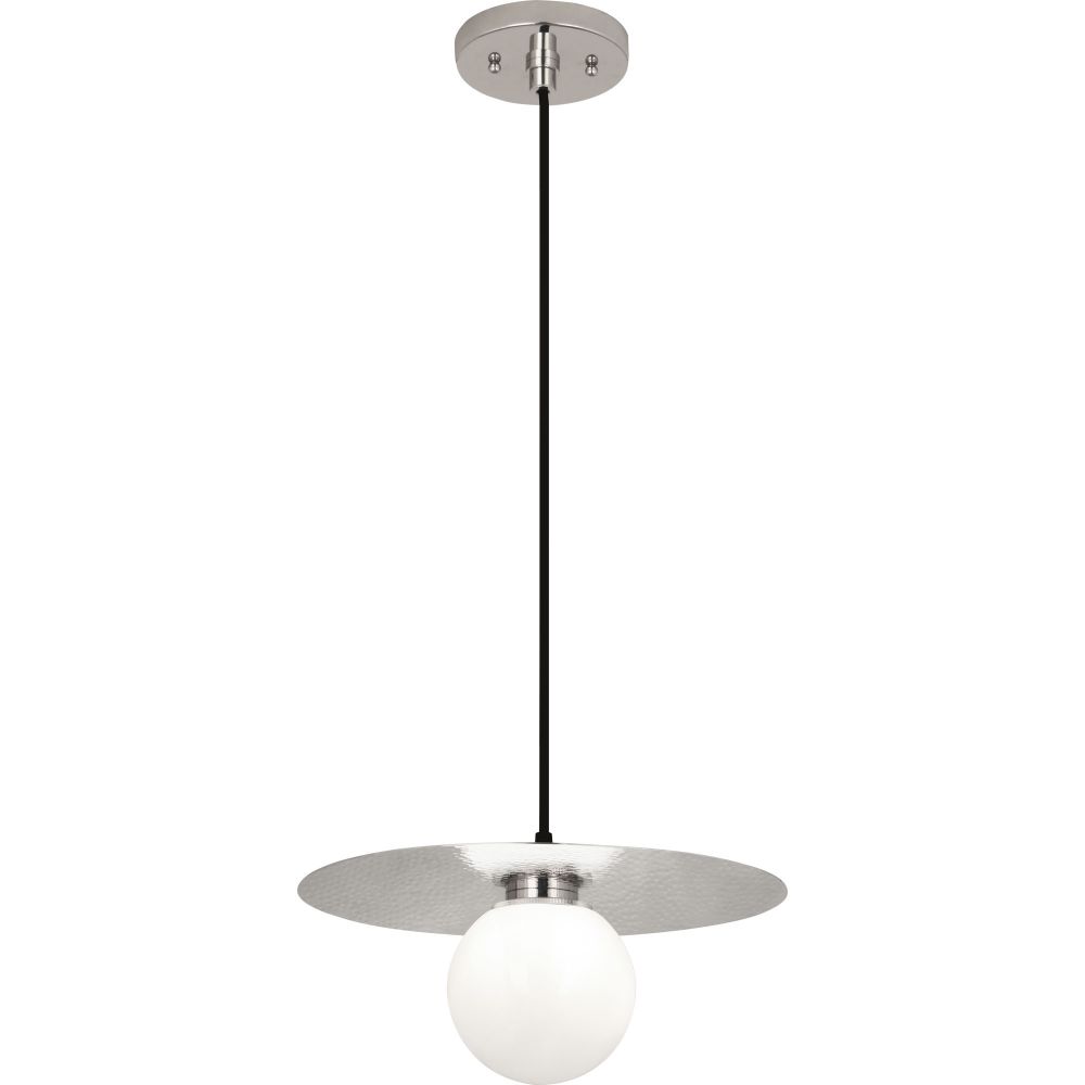 Robert Abbey S9876 Dal Pendant with Polished Nickel Finish With White Glass Shade