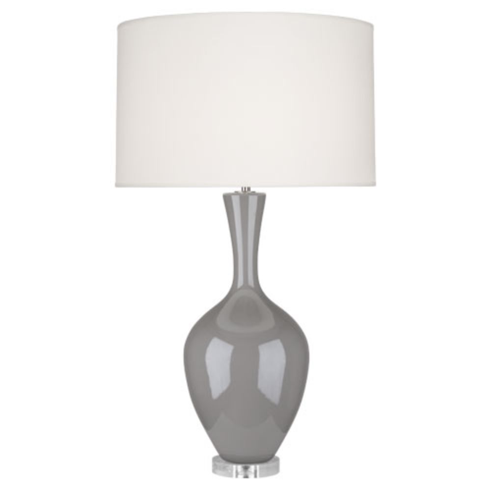 Robert Abbey ST980 Smokey Taupe Audrey Table Lamp with Smoky Taupe Glazed Ceramic