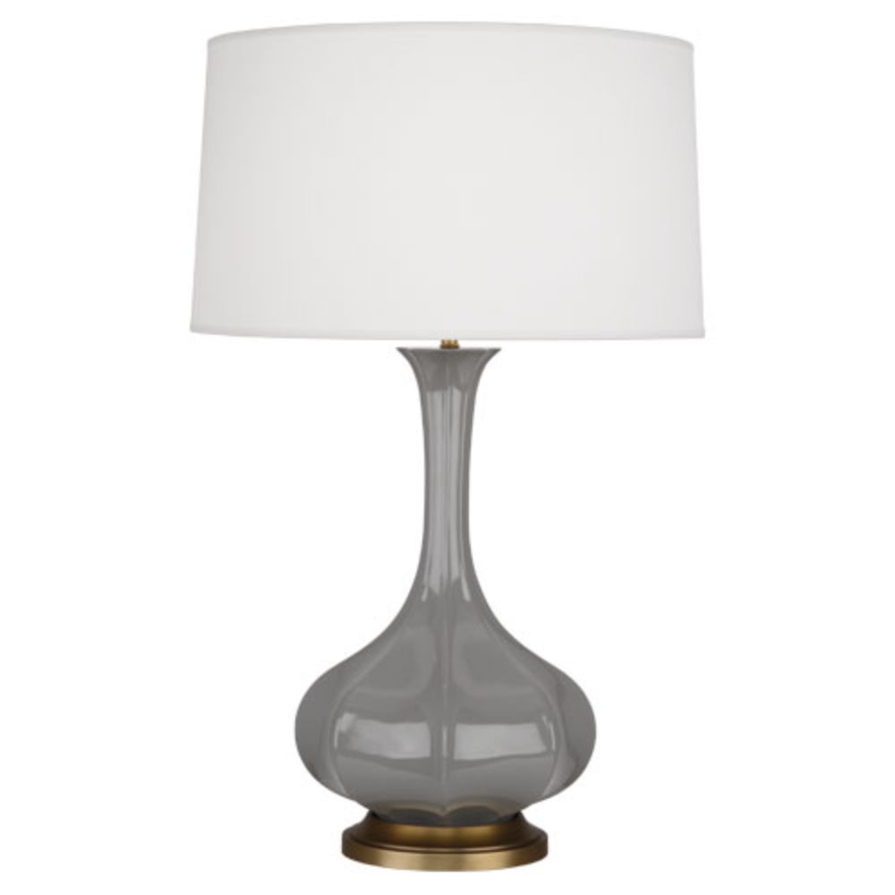 Robert Abbey ST994 Smokey Taupe Pike Table Lamp with Smoky Taupe Glazed Ceramic With Aged Brass Accents