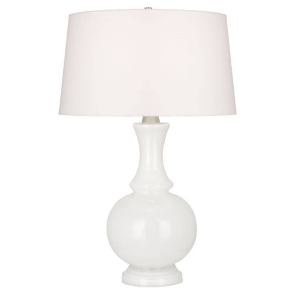 Robert Abbey W3323 Glass Harriet Table Lamp with White Glass With Polished Nickel Accents