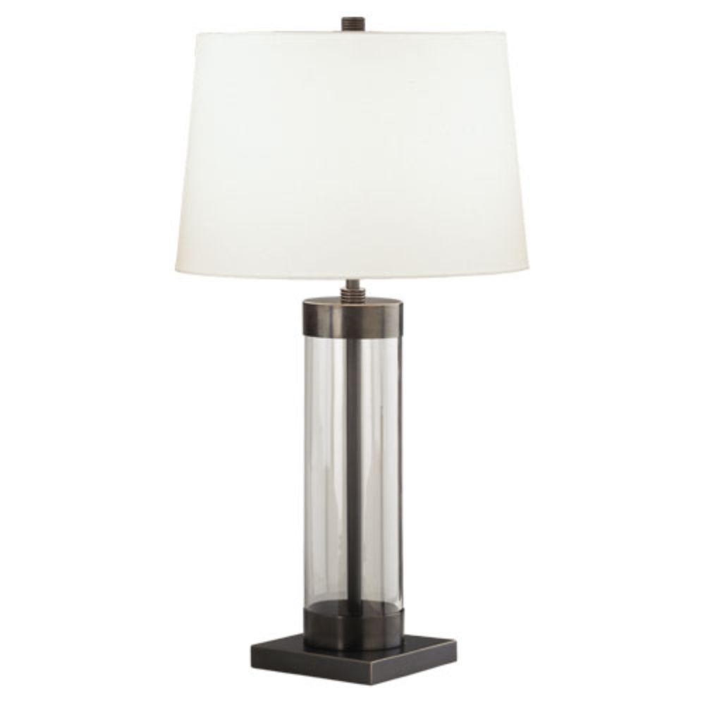 Robert Abbey Z3318 Andre Table Lamp with Clear Glass Cylinder With Deep Patina Bronze Accents