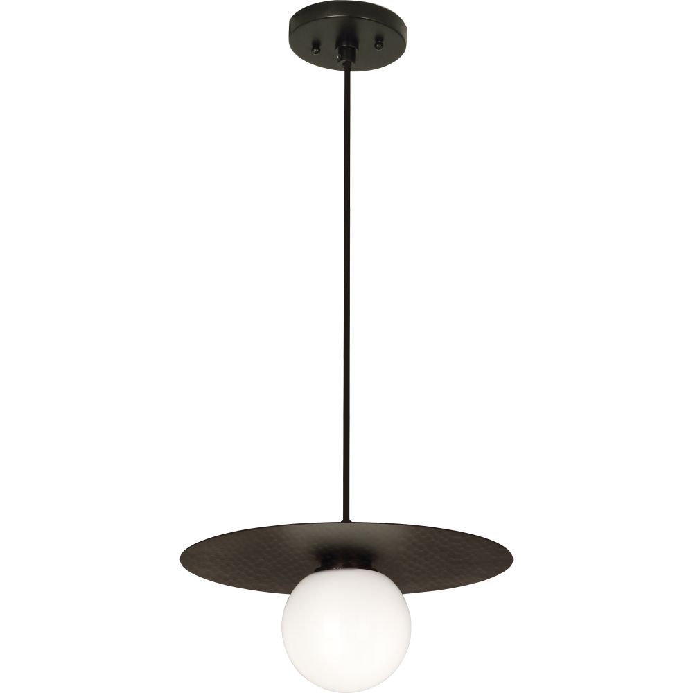 Robert Abbey Z9876 Dal Pendant with Deep Patina Bronze Finish With White Glass Shade