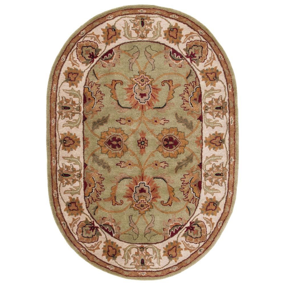 Safavieh CL239D-5OV Classic Area Rug in LIGHT GREEN / IVORY