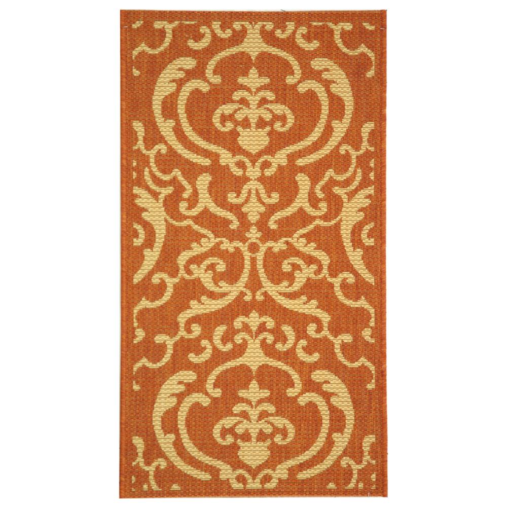 Safavieh CY2663-3202-2 Courtyard Area Rug in TERRACOTTA / NATURAL