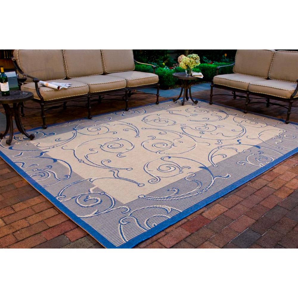 Safavieh CY2665-3101-9 Courtyard Area Rug in NATURAL / BLUE