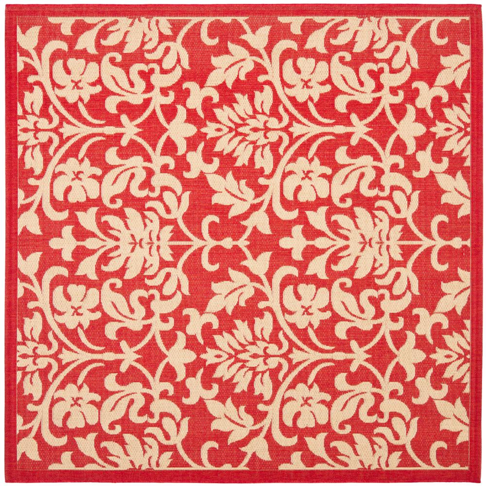 Safavieh CY3416-3707-7SQ Courtyard Area Rug in RED / NATURAL