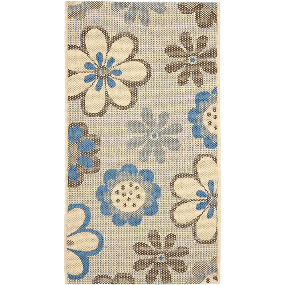 Safavieh CY4035B-3 Courtyard Area Rug in NATURAL BROWN / BLUE