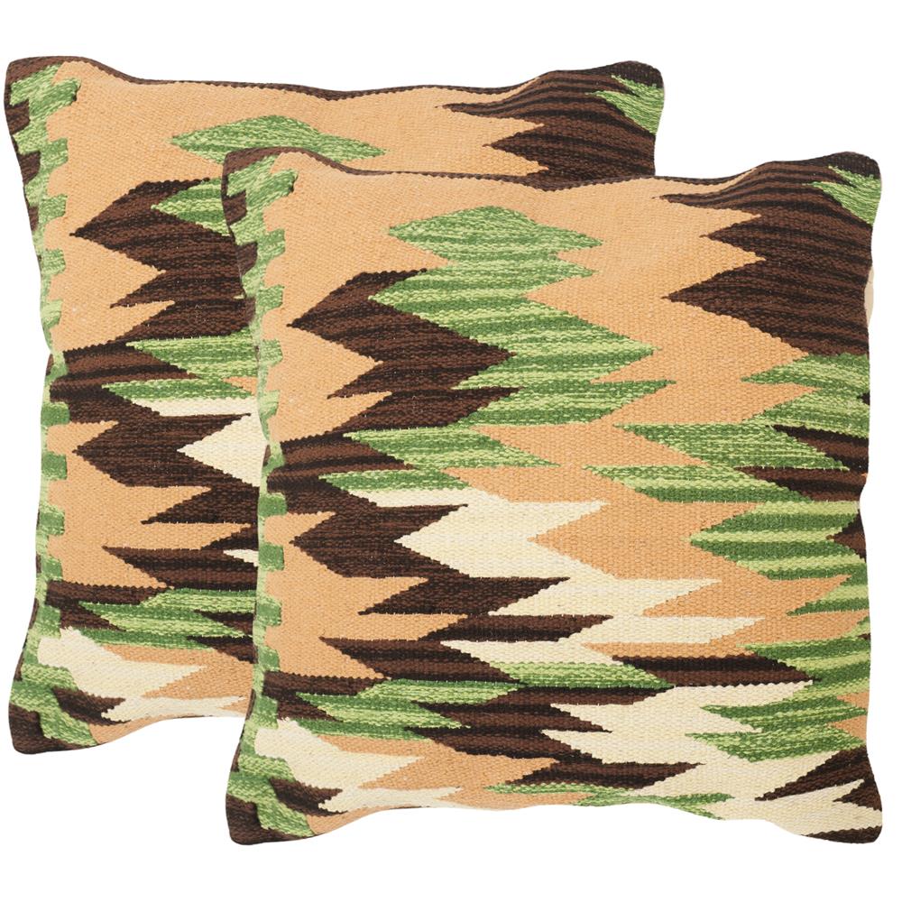 Safavieh DEC153A-2020-SET2 CANYON  PILLOW in FOREST NEUTRAL