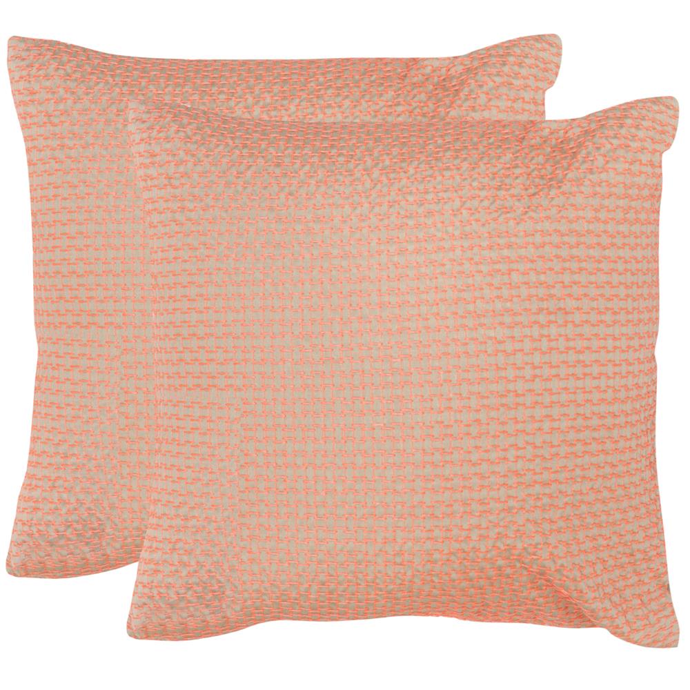 Safavieh Box Stitch Textures & Weaves Neon Tangerine Pillow