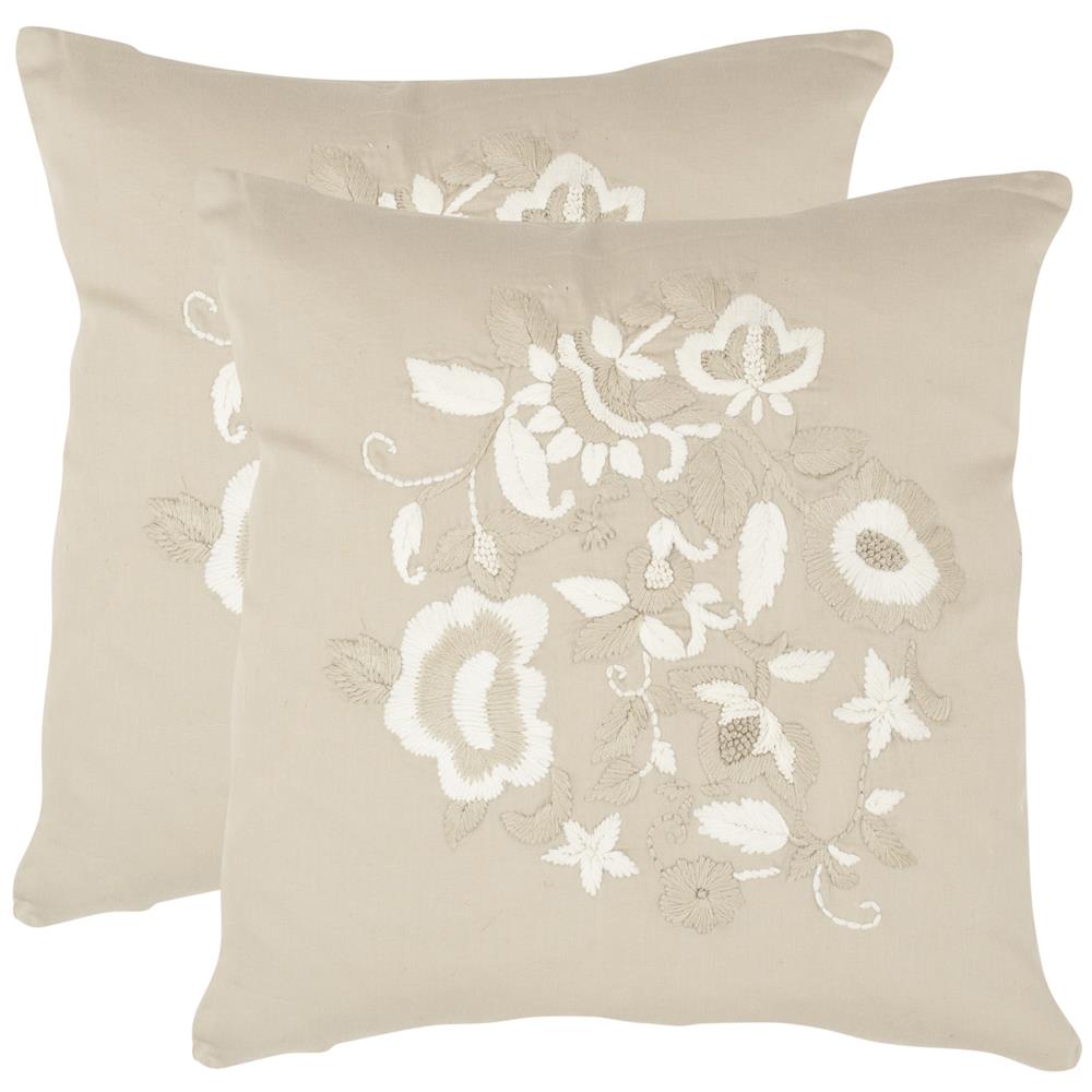Safavieh April Embroidered Beige Pillow