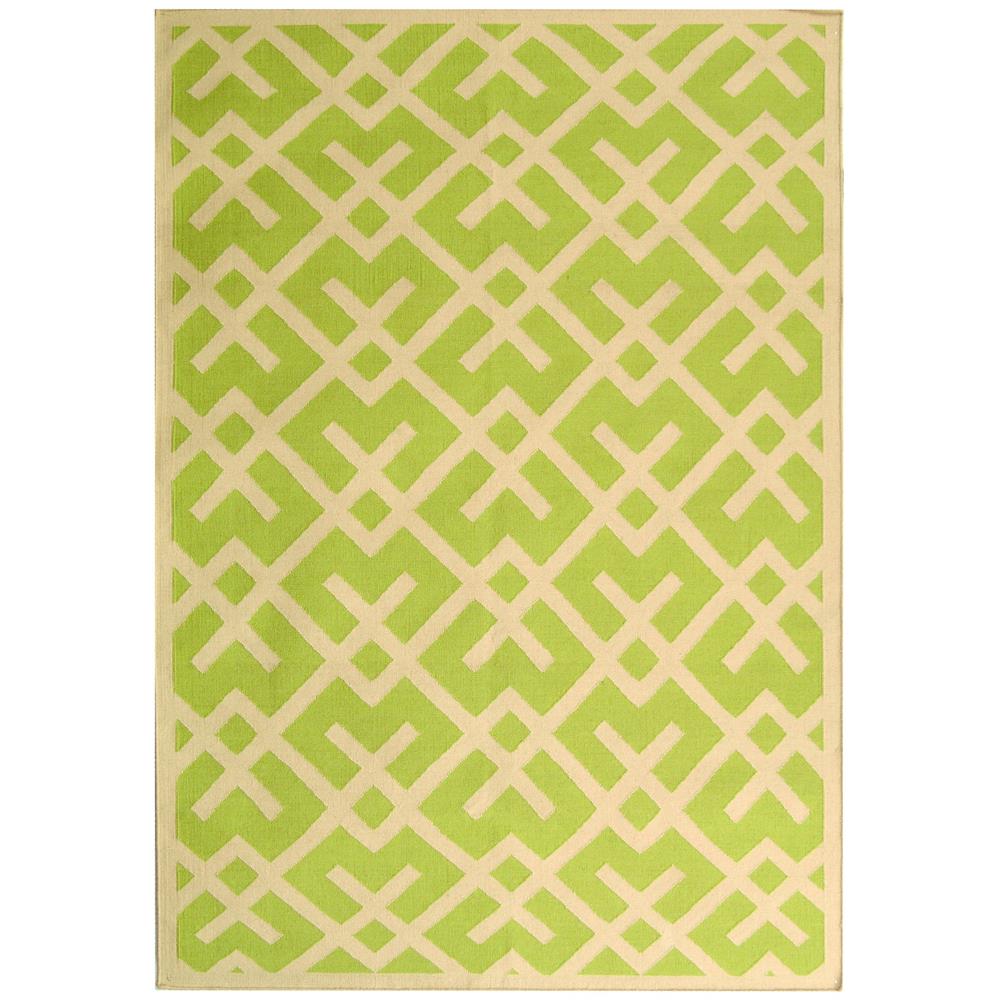 Safavieh DHU552A-6R Dhurries Area Rug in Light Green / Ivory